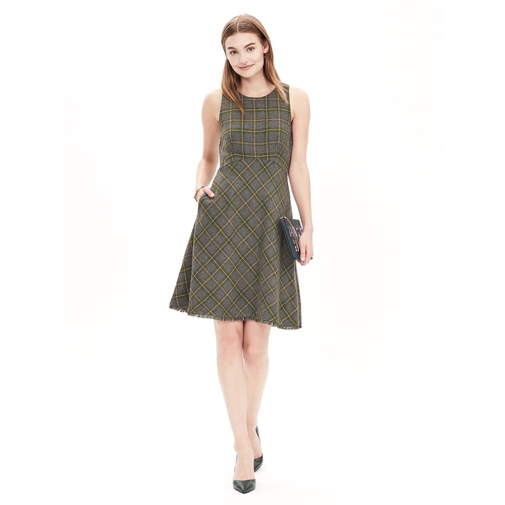 Banana Republic Plaid Wool Fit and Flare Dress 4